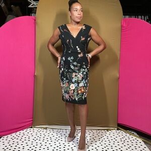 Zara Black Floral Midi Dress